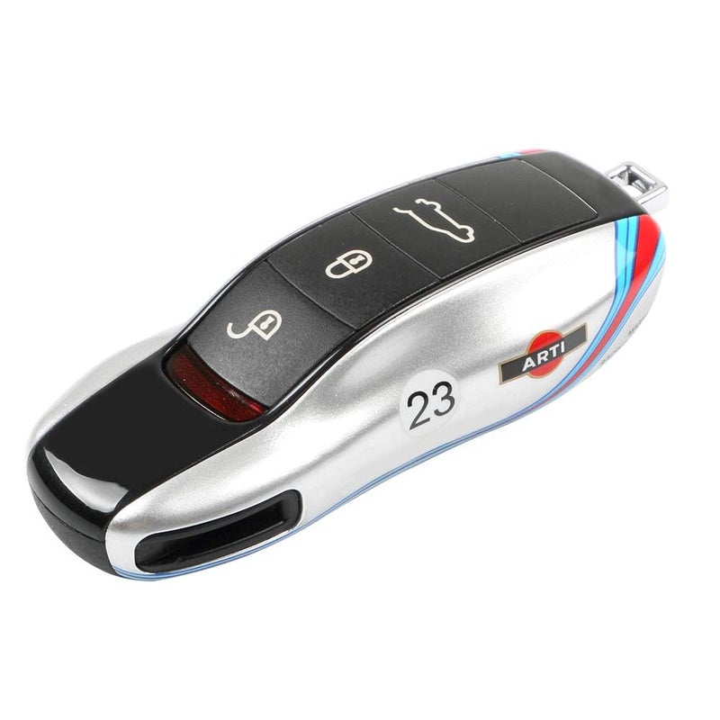 LIMBQS Car Key Protection Keychain  Key Cover Comptatible with Porsche Cayenne Panamera 911 (Old Silver) - Image 1